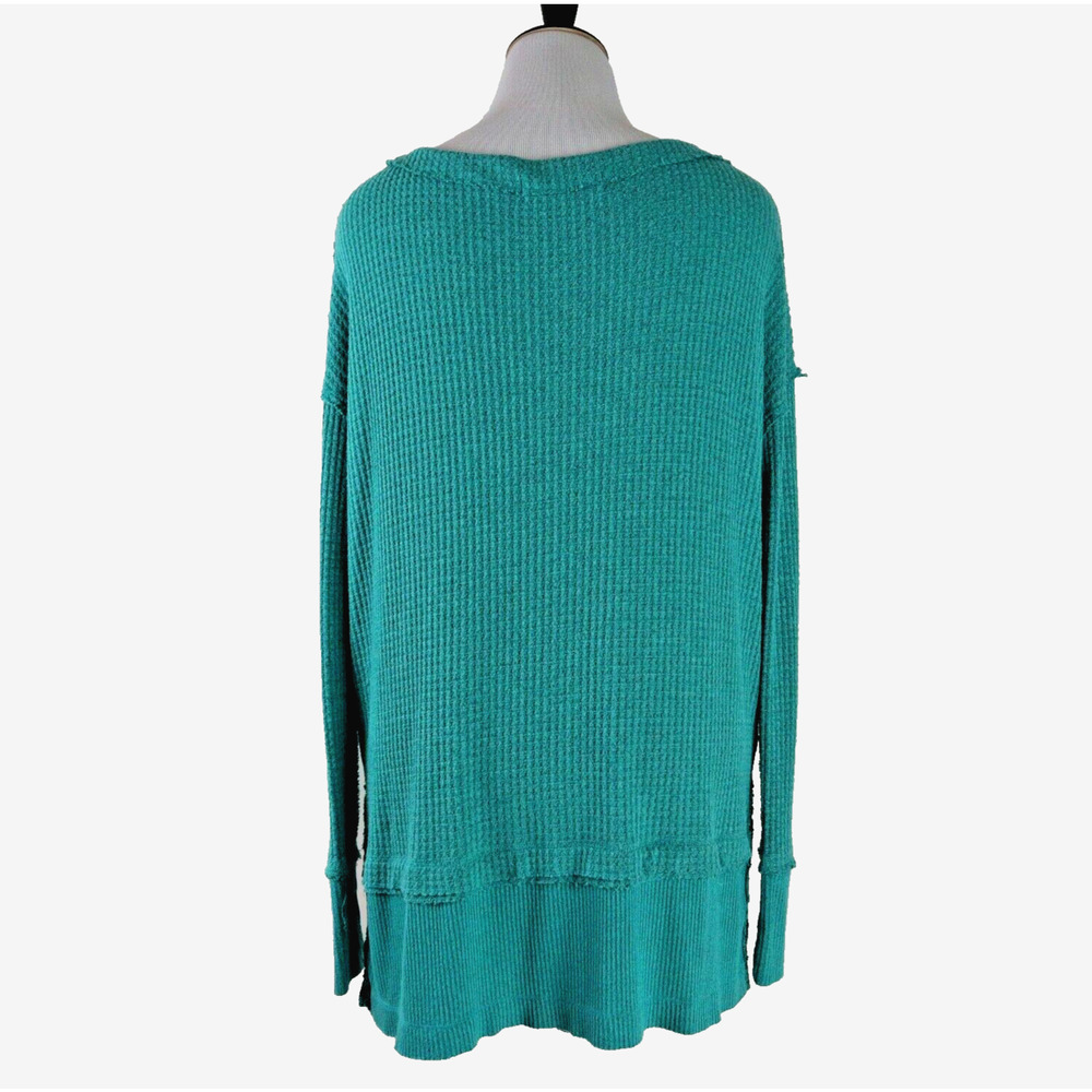 Free People Size S Oversize North Shore Thermal Tunic Shirt Aqua Green - Picture 5 of 12